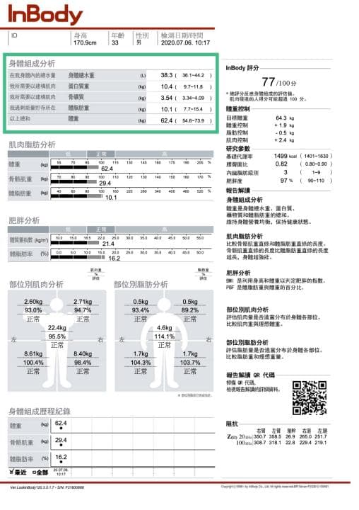 This section tells you the weight of your body's water, protein, bone minerals,